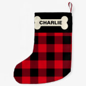 Rustige Red Buffalo Pset Dog Bone Aangepaste naam Kleine Kerstsok (Achterkant)