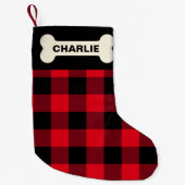Rustige Red Buffalo Pset Dog Bone Aangepaste naam Kleine Kerstsok (Voorkant)