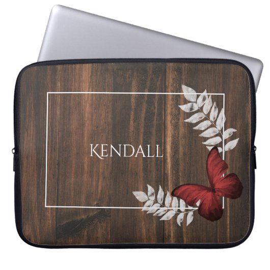 Rustige Red Butterfly-laptophoes Laptop Sleeve (Voorkant)