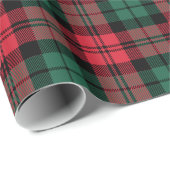 Rustige Red en Green Tartan Pset Holiday Cadeaupapier (Rol Hoek)