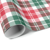 Rustige Red en Green Tartan Pset Holiday Cadeaupapier (Rol Hoek)