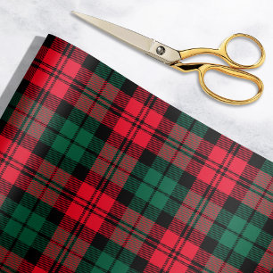 Rustige Red en Green Tartan Pset Holiday Cadeaupapier