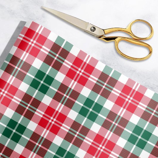 Rustige Red en Green Tartan Pset Holiday Cadeaupapier