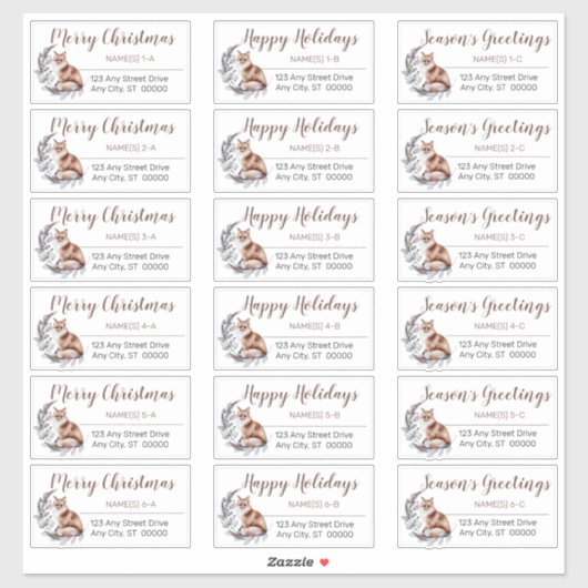 Rustige Red Fox kerstfeestdag Adresetiketten Sticker (Vel)