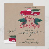Rustige Red Green Truck laat kerst achter Feestdagenkaart (Voorkant / Achterkant)