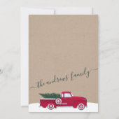 Rustige Red Green Truck laat kerst achter Feestdagenkaart (Achterkant)