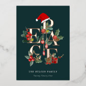 Rustige Red Green White Peace-kerstval Folie Feestdagenkaart (Voorkant)