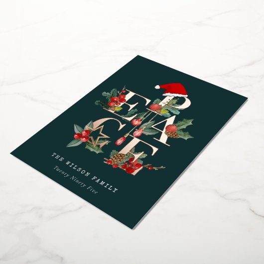 Rustige Red Green White Peace-kerstval Folie Feestdagenkaart (Gedraaid)