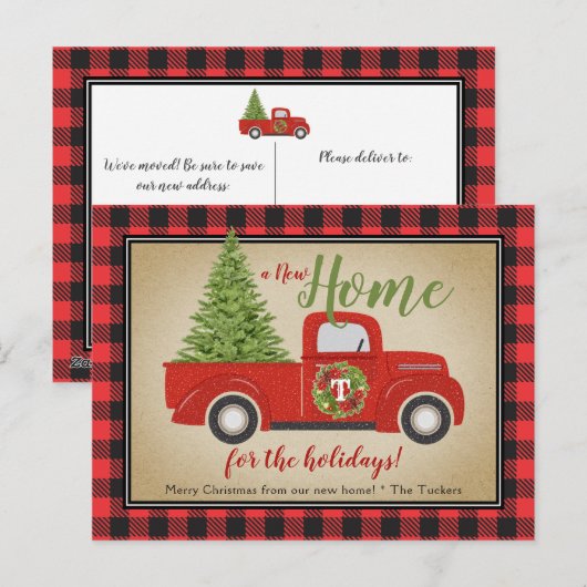Rustige Red Kersttruck Buffalo Pset Moving Briefkaart (Voorkant / Achterkant)