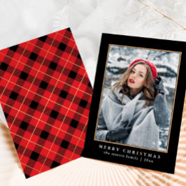 Rustige Red Pset met Faux Gold-kerstfoto Feestdagenkaart