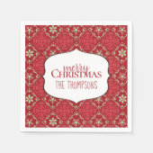 Rustige Red Snowflake Holiday Aangepaste Kerstmis Servet (Voorkant)