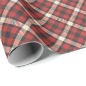 Rustige Red Tartan Patroon Seizoensgebonden stijl Cadeaupapier (Rol Hoek)