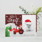 Rustige Red Tractor FOTO met kerstbuffels Kaart (Staand voorkant)