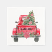 Rustige Red Truck Familie Naam kerstboom Servet (Voorkant)