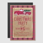 Rustige Red Truck Flannel Kerstfeest Magnetische Uitnodiging (Voorkant / Achterkant)