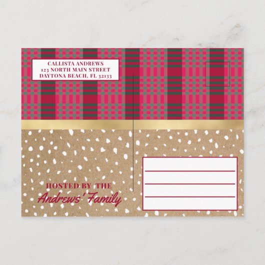 Rustige Red Truck Flannel Kerstfeest Uitnodiging Briefkaart (Achterkant)