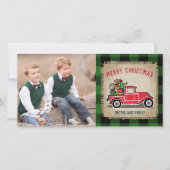 Rustige  Red Truck Green Buffalo Pset Foto Feestdagenkaart (Voorkant)