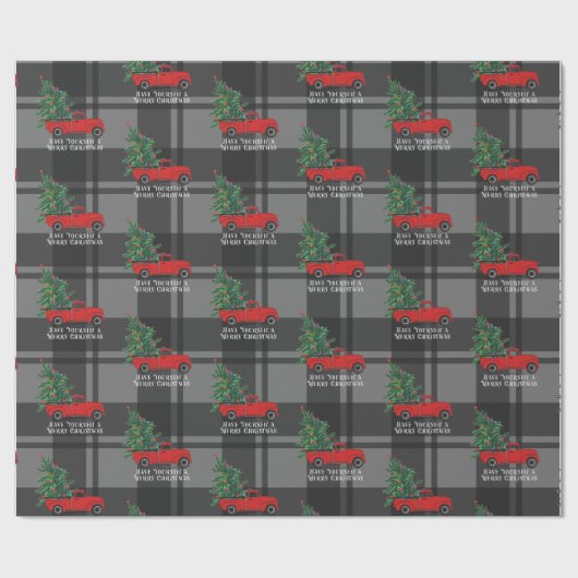 Rustige  Red Truck Grey Pset Kerstmis Cadeaupapier (Vlak)