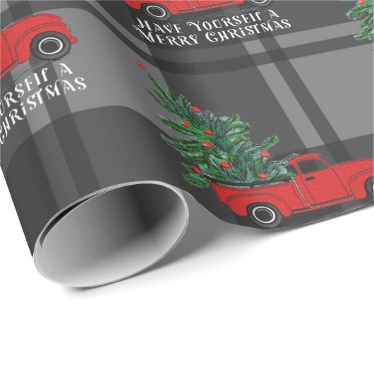 Rustige  Red Truck Grey Pset Kerstmis Cadeaupapier (Rol Hoek)