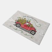 Rustige  Red Truck - Monogram zonnebloemen Deurmat (Schuin)