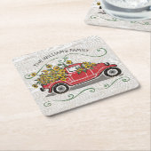 Rustige  Red Truck - Monogram zonnebloemen Kartonnen Onderzetters (Schuin)