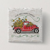 Rustige  Red Truck - Monogram zonnebloemen Vierkante Button 5,1 Cm (Voorkant)
