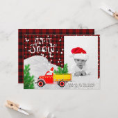 Rustige Red Truck PHOTO met kerstbuffel Kaart (Voorkant / Achterkant in situ)