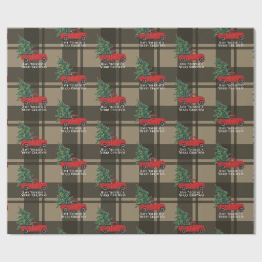 Rustige  Red Truck Pset Kerstmis Cadeaupapier (Vlak)