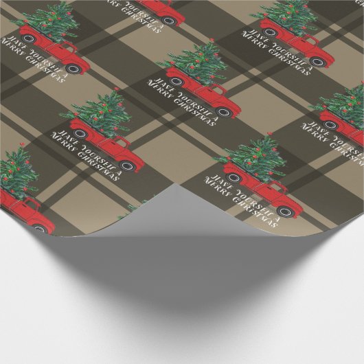 Rustige  Red Truck Pset Kerstmis Cadeaupapier (Hoek)