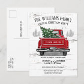 Rustige,  Red Truck van de Virtuele Kerstpartij Uitnodiging Briefkaart (Voorkant / Achterkant)