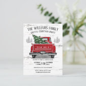 Rustige,  Red Truck van de Virtuele Kerstpartij Uitnodiging Briefkaart (Staand voorkant)