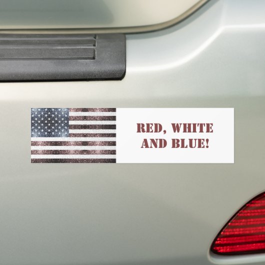 Rustige Red White Blue Sparkles USA vlag met tekst Bumpersticker (Op auto)