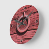 Rustige Red Wood Wall Iron Ring Clock Ronde Klok (Hoek)