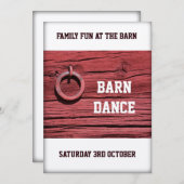 Rustige Red Wooden Barn Party Dance Event Kaart (Voorkant / Achterkant)