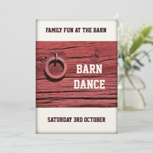 Rustige Red Wooden Barn Party Dance Event Kaart