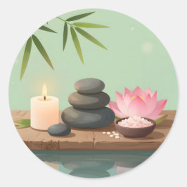 Rustige Reflectie – Zen Landschap Klassieke Ronde  Sticker