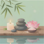 Rustige Reflectie – Zen Landschap Vierkante Vinyl Sticker (Voorkant)