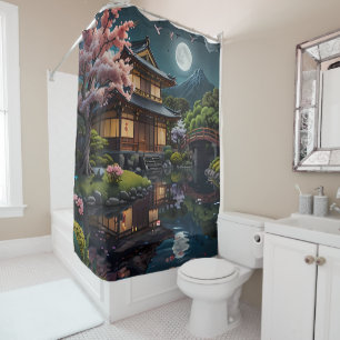 Rustige reflecties: Bloesems badkamer Douchegordijn