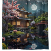 Rustige reflecties Bloesems op de vijver badkamer Douchegordijn (Voorkant)