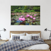 Rustige reflecties: roze waterlelies canvas afdruk (Insitu (Slaapkamer))