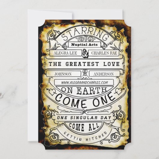 Rustige  renaissance Medieval Ticket Wedding Kaart (Achterkant)