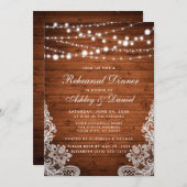 Rustige repetitie: Dinner Wood String Lights Lace Kaart (Voorkant / Achterkant)