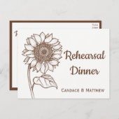 Rustige repetitie zonnebloem bruin uitnodiging briefkaart (Voorkant / Achterkant)
