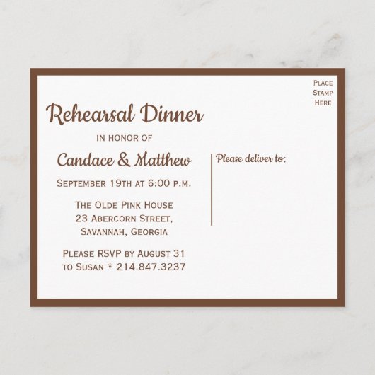 Rustige repetitie zonnebloem bruin uitnodiging briefkaart (Achterkant)