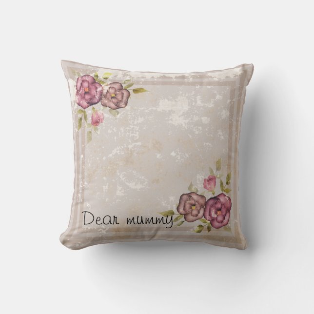 Rustige retro grunge beige textuur rozen fl kussen (Voorkant)