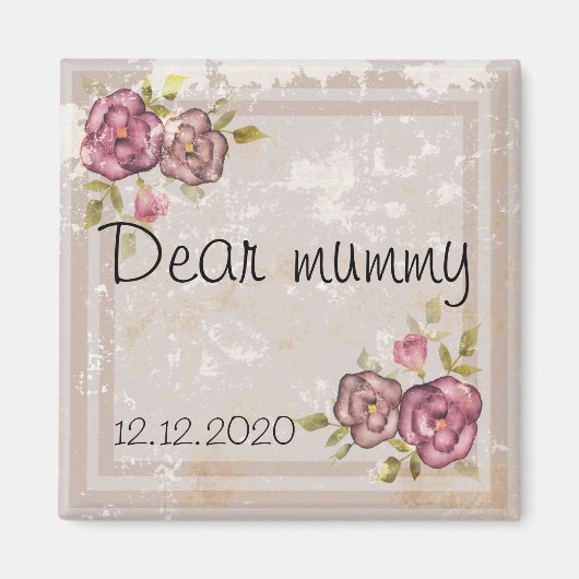 Rustige retro grunge beige textuur rozen fl magneet (Voorkant)