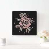 Rustige retro grunge beige textuur rozen fl vierkante klok (Huis)