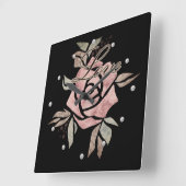 Rustige retro grunge beige textuur rozen fl vierkante klok (Hoek)