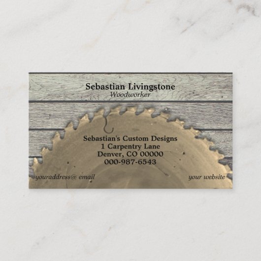 Rustige ringzaag Carpentry QR-code achterzijde Visitekaartje (Voorkant)