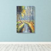Rustige River Path impressionistische landschapsku Canvas Afdruk (Insitu (Houten vloer))